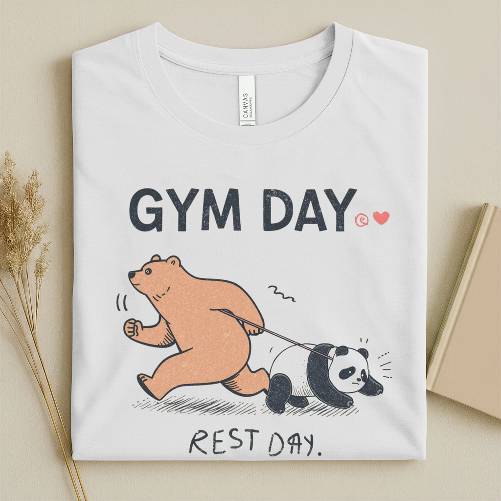 ARLO Signature “Gym Day / Rest Day” Funny Animal Graphic Tee – Aesthetic Workout Humor Unisex T-Shirt