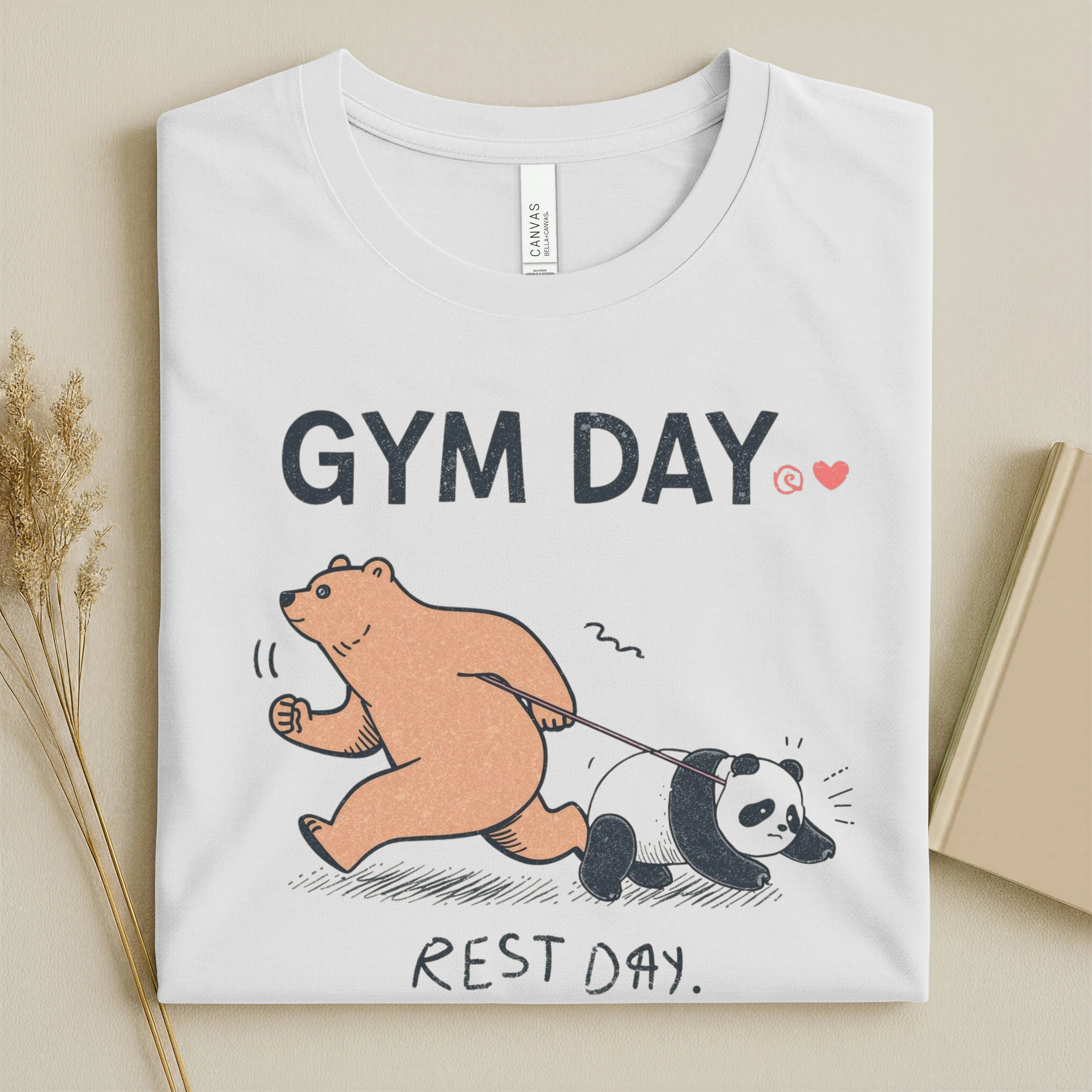 ARLO Signature “Gym Day / Rest Day” Funny Animal Graphic Tee – Aesthetic Workout Humor Unisex T-Shirt