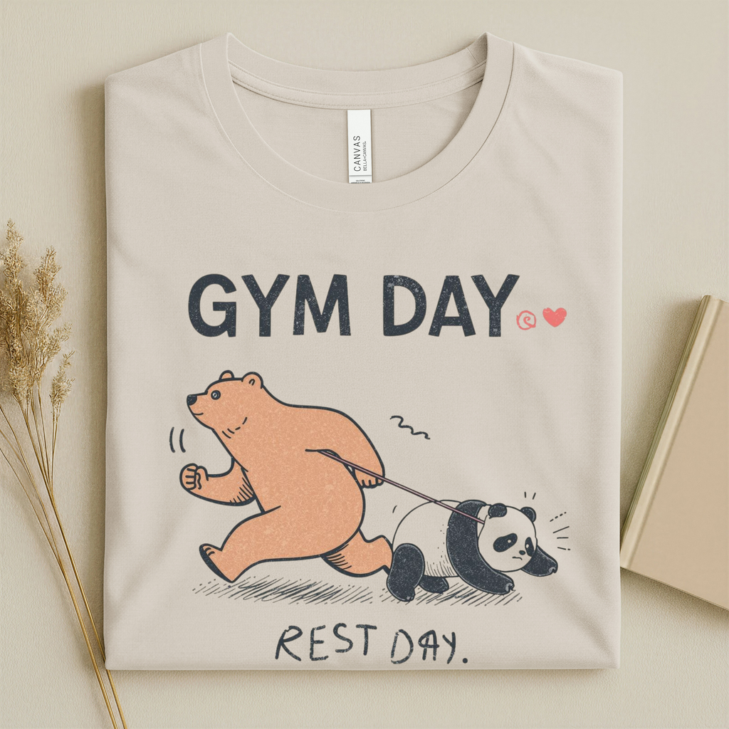 ARLO Signature “Gym Day / Rest Day” Funny Animal Graphic Tee – Aesthetic Workout Humor Unisex T-Shirt