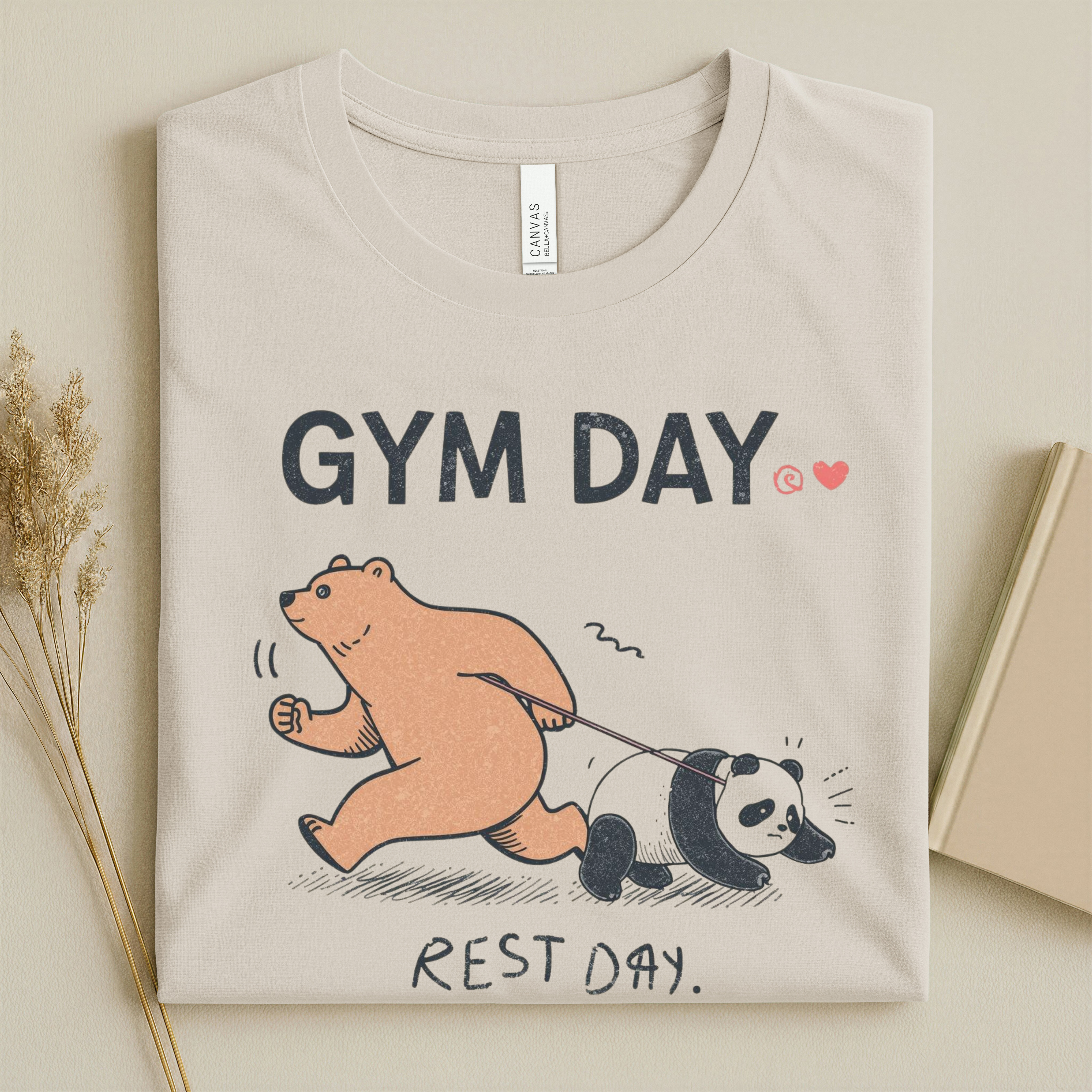 ARLO Signature “Gym Day / Rest Day” Funny Animal Graphic Tee – Aesthetic Workout Humor Unisex T-Shirt