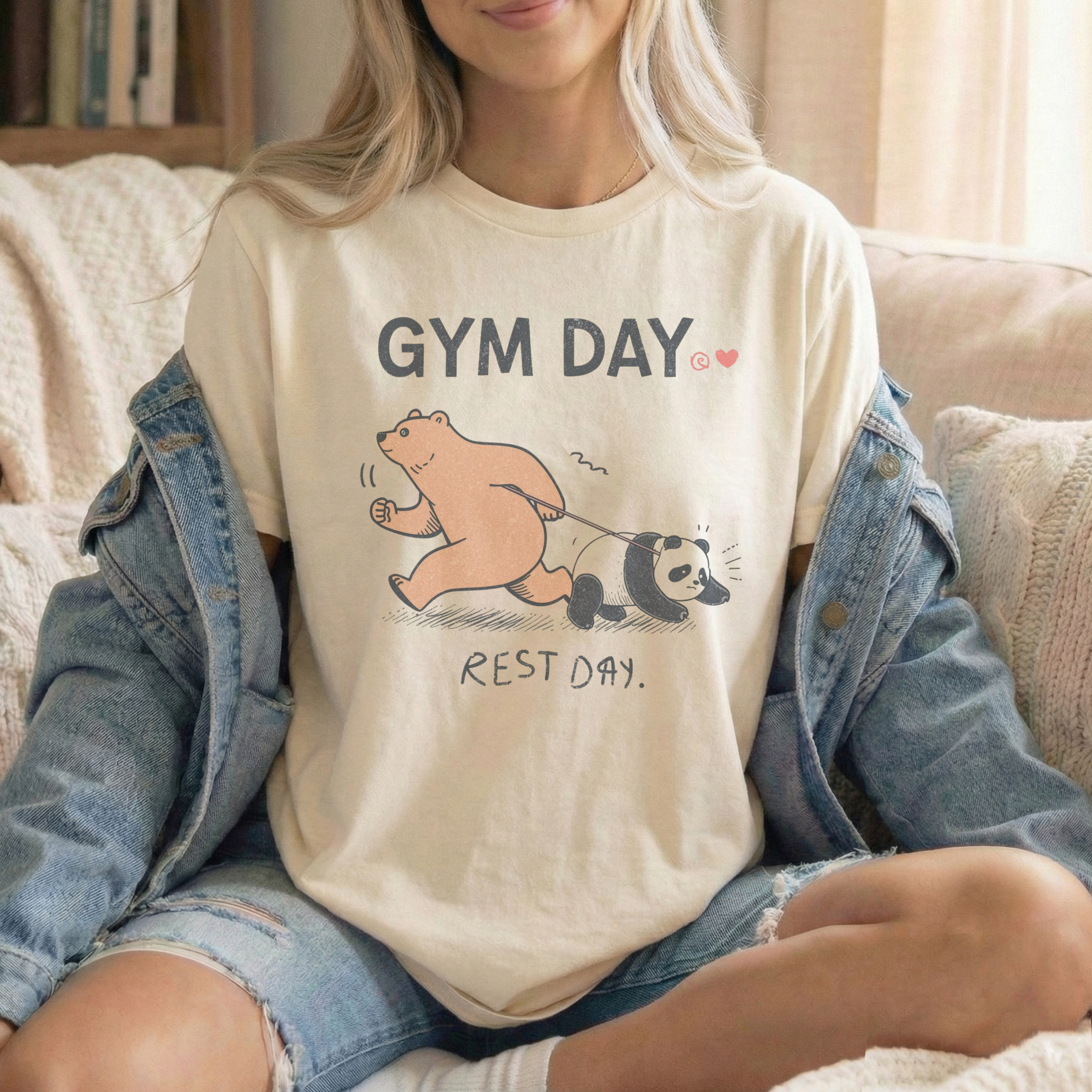 ARLO Signature “Gym Day / Rest Day” Funny Animal Graphic Tee – Aesthetic Workout Humor Unisex T-Shirt