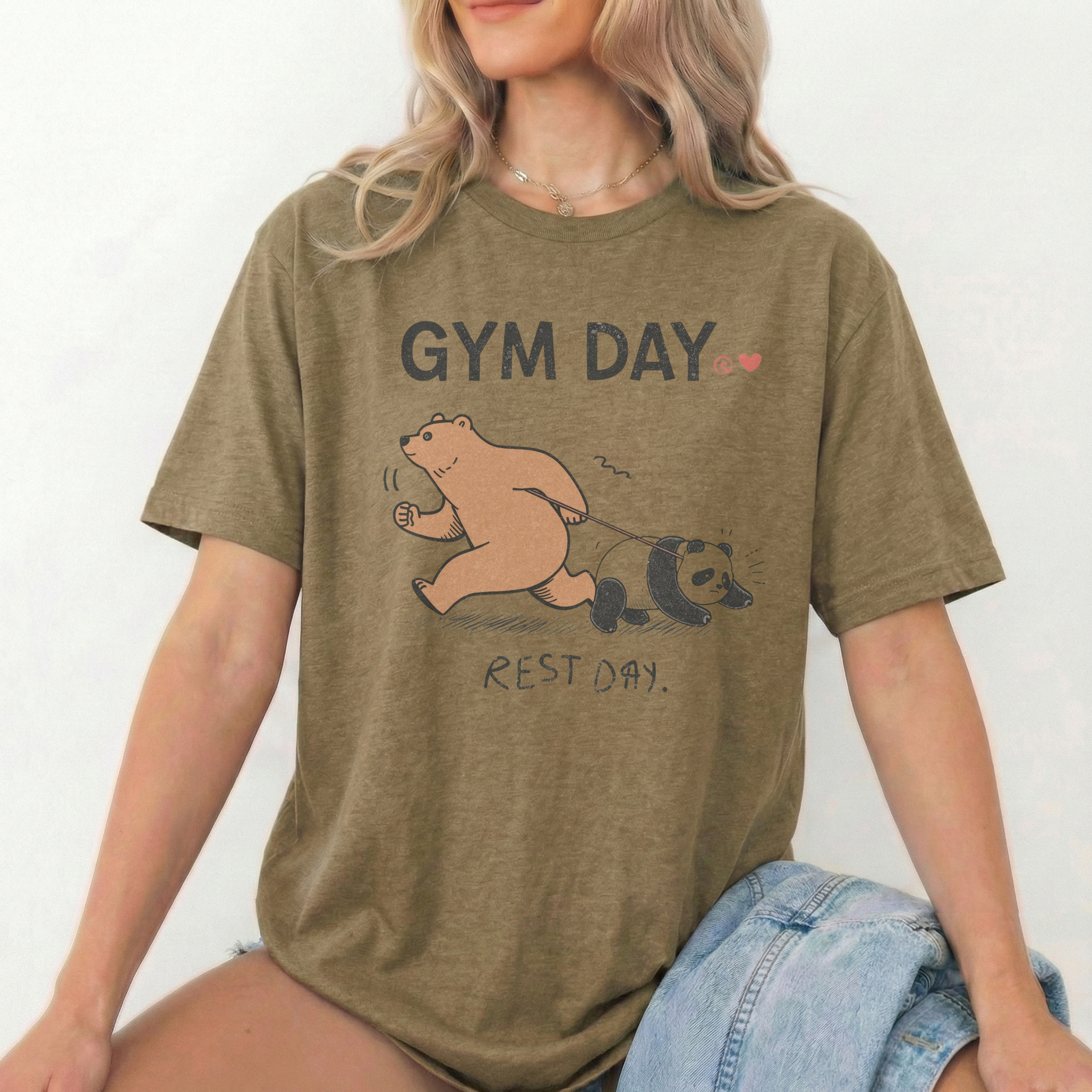 ARLO Signature “Gym Day / Rest Day” Funny Animal Graphic Tee – Aesthetic Workout Humor Unisex T-Shirt