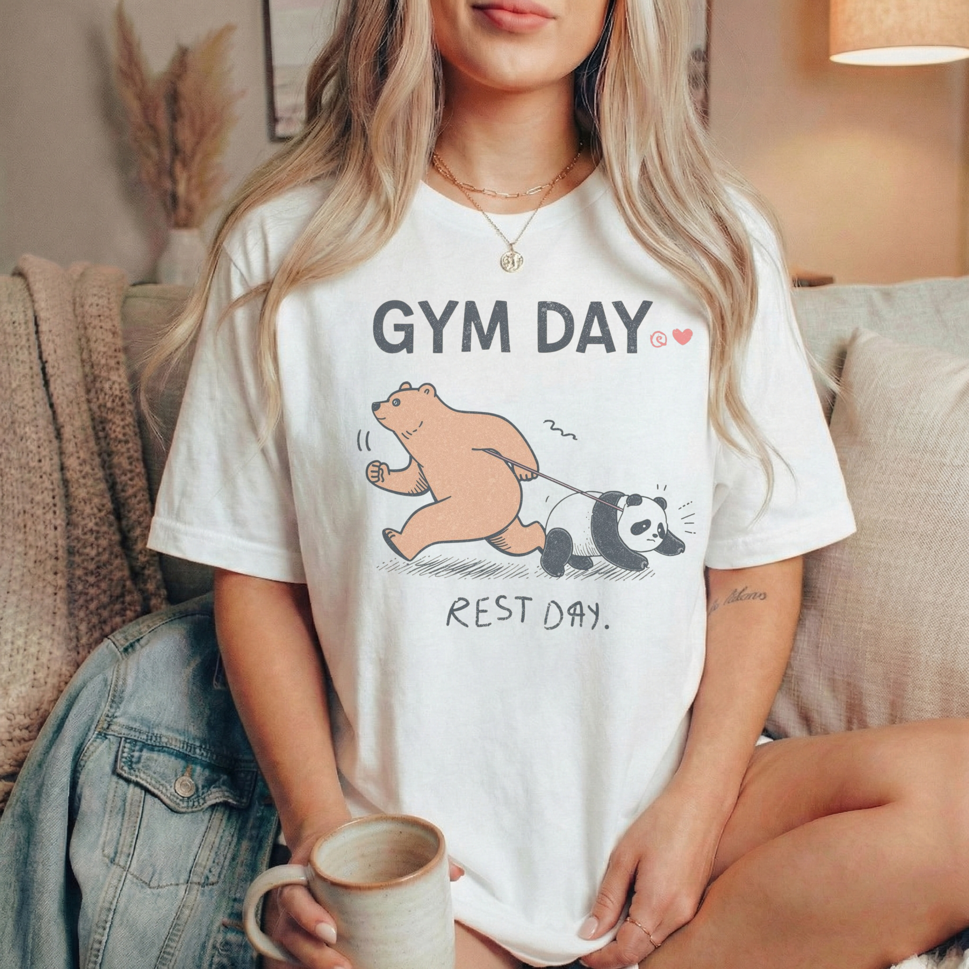 ARLO Signature “Gym Day / Rest Day” Funny Animal Graphic Tee – Aesthetic Workout Humor Unisex T-Shirt