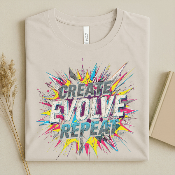 ARLO Limited “Create Evolve Repeat” Graphic Tee – Bold Motivational Streetwear Unisex T-Shirt