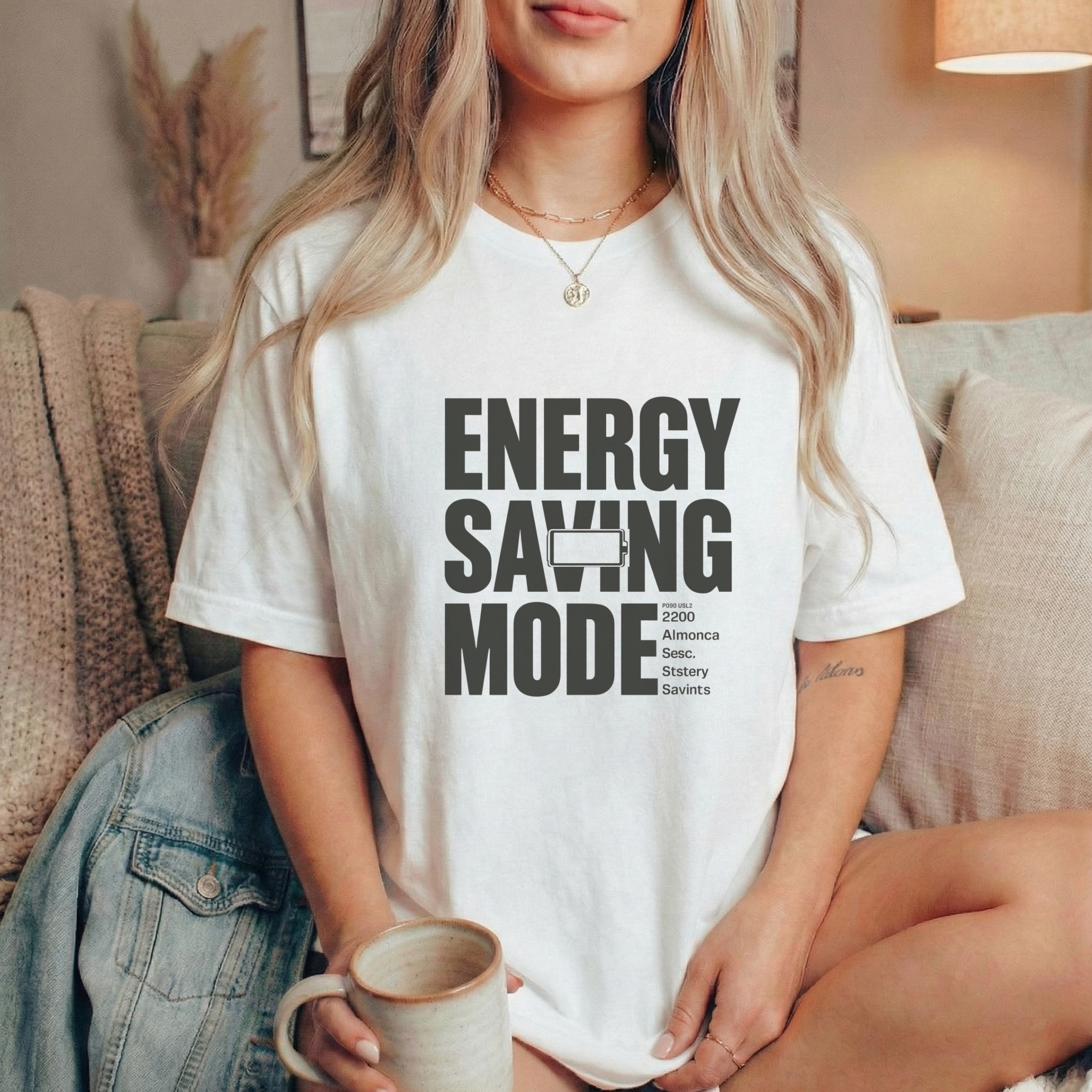 Energy Saving Mode Graphic T-Shirt – Unisex Minimal Aesthetic Cotton Tee - ARLO