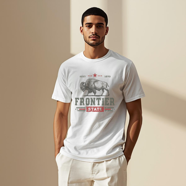 Frontier State Buffalo Graphic T-Shirt | Vintage American Heritage Tee | Unisex