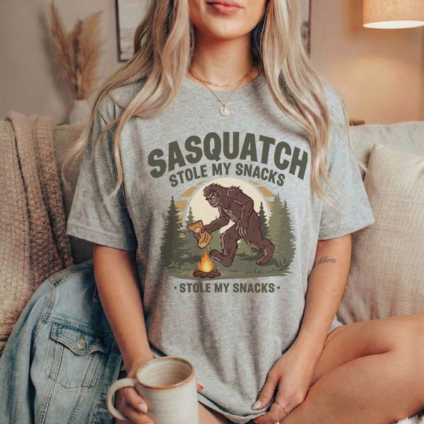 Sasquatch Stole My Snacks T-Shirt – Funny Bigfoot Camping Graphic Tee - ARLO